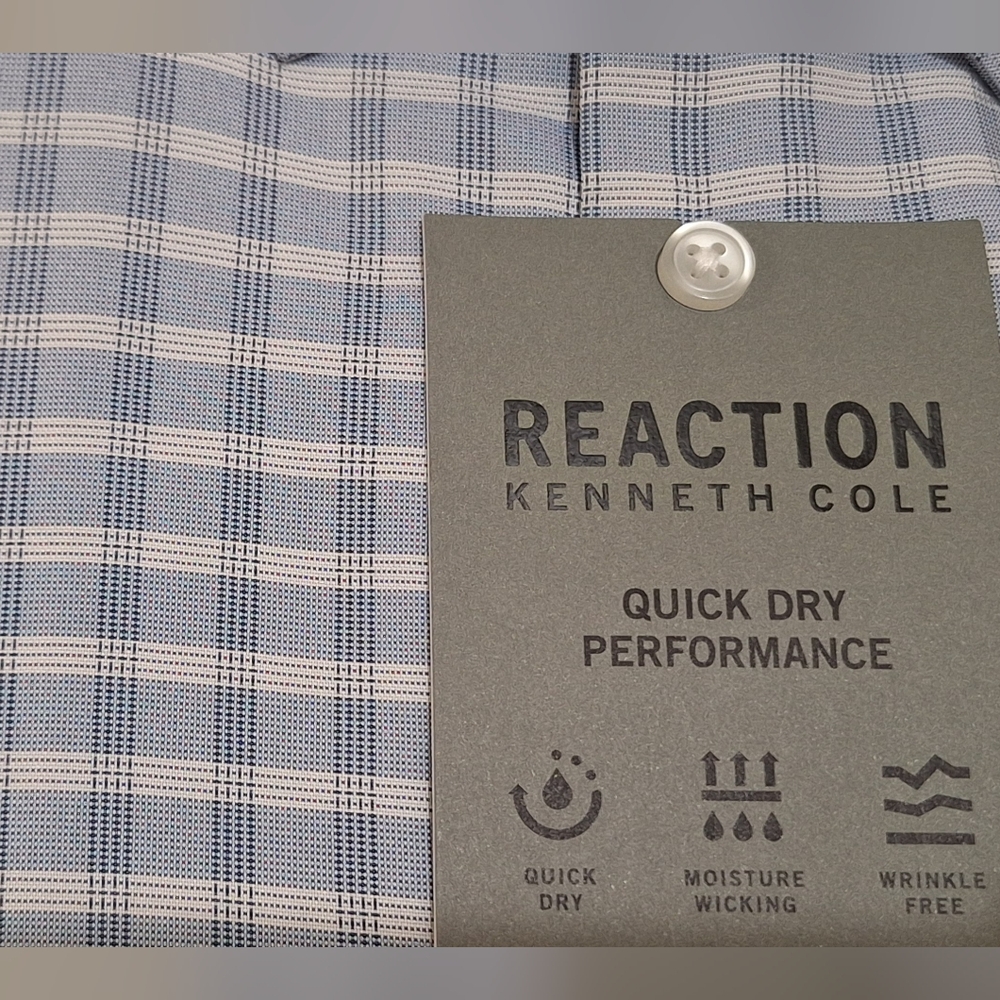 Kenneth Cole Reaction Men's Gray Checkered Dress Shirt - Picture 4 of 4
